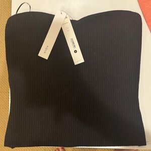 Aqua Elegant Black Ribbed Top